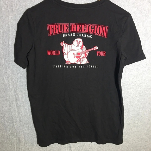 Boys True Religion Shirt Streetwear Casual Buddha T Shirt Red Graphic - Picture 7 of 7